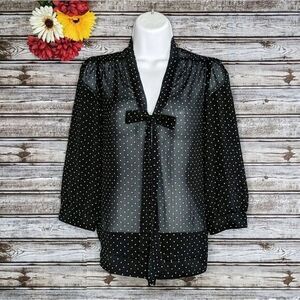 The Limited | Black Sheer Polka Dot Tie Neck Blouse | XS